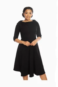 Lindy Bop Dress Black Formal Vintage Retro Jersey Dress BNWT Size 10 RRP £38 - Picture 1 of 3