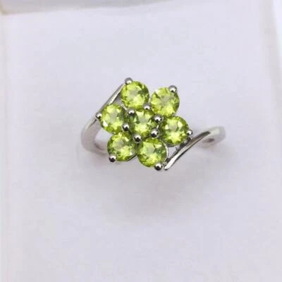 1.99 Ct Peridot Cluster Wedding Prong Ring 925 Solid Sterling Silver - Image 1 of 4