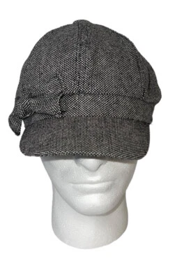 Sombrero de periodista Y2K para mujer Baker Boy negro gris tweed ajustado talla única Foto 1 de 4