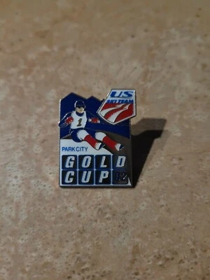 US Olympic Ski Team Pin Park City Gold Cup 02 Dannon Collector Gift Lapel Tie  - Image 1 of 2