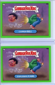 2012 Garbage Pail Kids BNS1 CANNON BILL & EXPLOSIVE EARL 48A/B Green Parallels - Picture 1 of 1