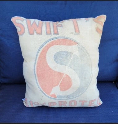 Saco de grano vintage/saco de alimentación almohada/rápido/soja/proteína/rústico/granja Foto 1 de 4