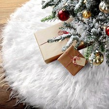 Natale Albero Gonna Base Cover Casa Decorazioni Bianco Peluche Simil Pelo Carpet