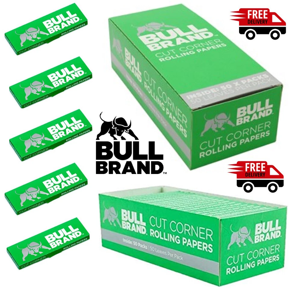 2500x BULL BRAND Tobacco Smoking Cigarette Rolling PAPER Cut Corners G Filter UK - Image 1 of 1