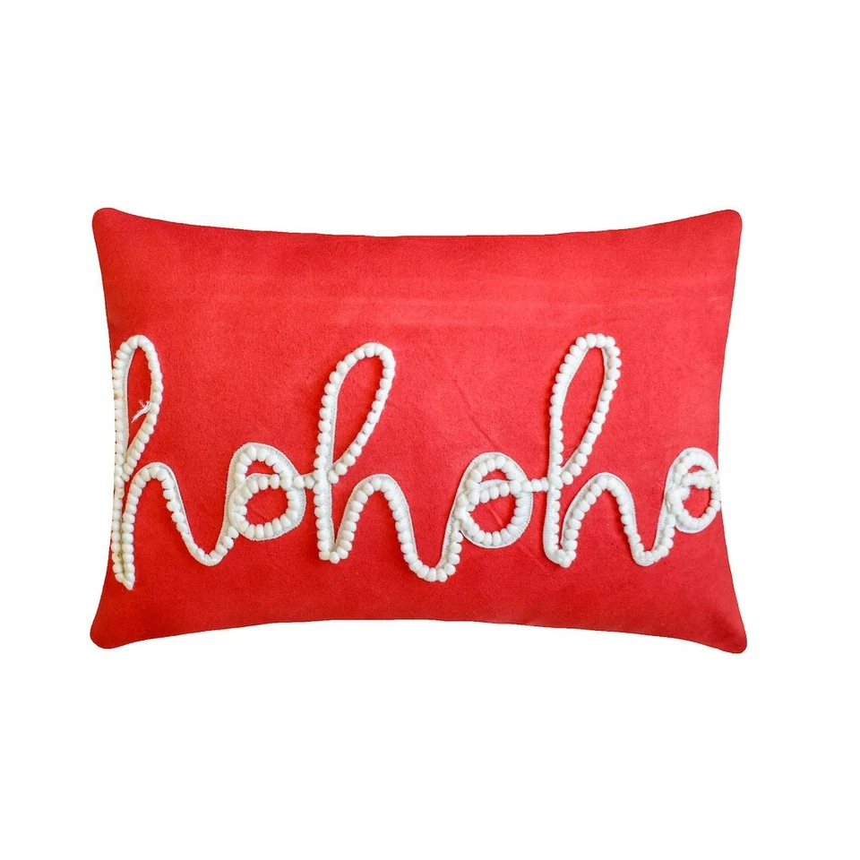 Red Holiday Ho Ho Lumbar Pillow Cover Suede Christmas Home D�cor - Holiday Ho Ho - Image 1 of 4