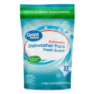 Great Value Automatic Dishwasher Pacs, Fresh Scent, 27 Count - Picture 1 of 1
