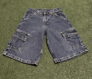 Wrangler Hero Originals Boy’s Denim Cargo Jean Shorts Size 8 Pockets Blue VTG - Picture 1 of 10