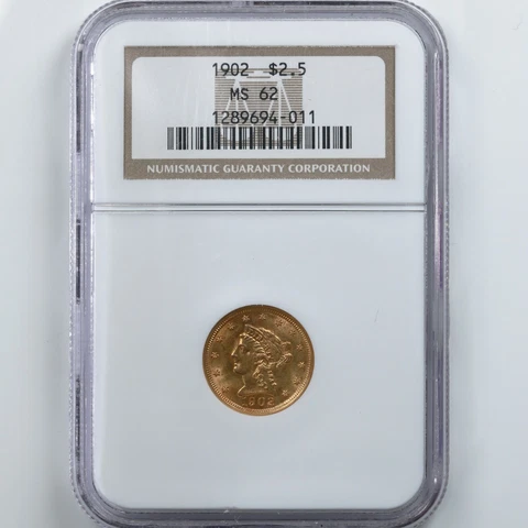 1902 Liberty $2.50 NGC Certified MS62 Cover