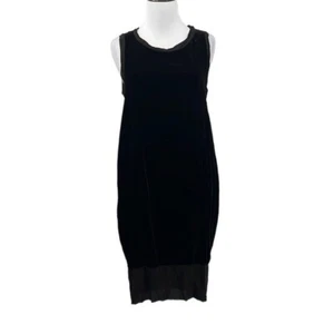 Clu Dress Womens Small Black Silk Blend Chiffon Trimmed Sleeveless Velvet - Picture 1 of 10