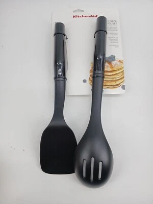 2 Piece Tool Black Set KitchenAid Short Turner & Slotted Spoon (New)* - Image 1 of 4