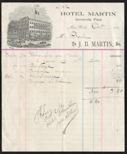 Facture. Hôtel Martin. New York. 1891. Paleontologue Marcellin Boule