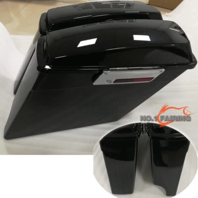 Glossy Stretched Extended Hard 2-into-1 Saddlebags For Harley Touring 1993-2013 - Image 1 of 4