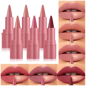 6Pcs 2 in 1 Lip Liner Lipstick Set, Gradient Matte Nude Velvet Lip Liner Pencil  - Picture 1 of 12
