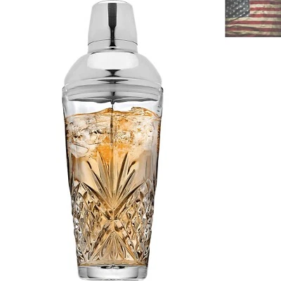 Elegant 17oz Irish Cut Cocktail Shaker in Lead-Free Crystal & Stainless Steel - Image 1 of 3