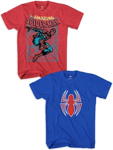 Marvel ☆ Paquete de 2 camisetas de precaución divididas Spiderman para niños ☆ Tallas M(8)-XXL(18) - Imagen 1 de 5