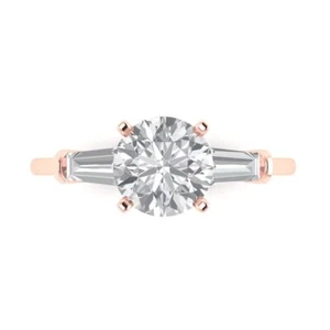 2 cttw Three-Stone Zirconia Diamond Engagement Ring - 14K Solid Gold (Rose Gold) - Picture 1 of 11
