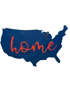 Rustic Metal America Home Wall Sign Decor Red Blue Patriotic USA Large 25"x16" - Picture 1 of 3