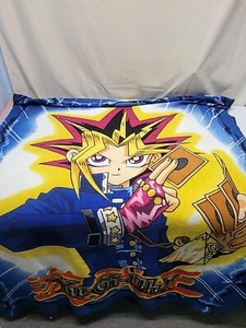 Vintage Yugioh Fleece Blanket Throw 1996 Yu-Gi-Oh Spellout 62”x45.5” Thin - Picture 1 of 6