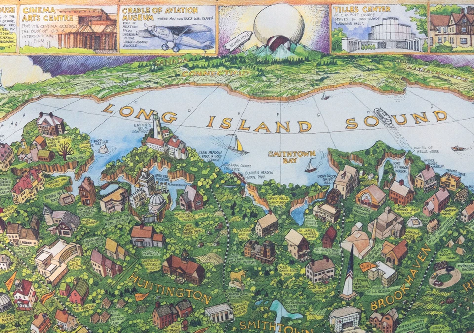 2 mapas de Long Island NY - Litografía Albert Lorenz 1992 - ¡ENVÍO GRATUITO! Foto 1 de 4