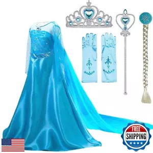 SOTOTOO Elsa Costume Long Sleeves Princess Dress Queen White Costume Cosplay - Picture 1 of 5