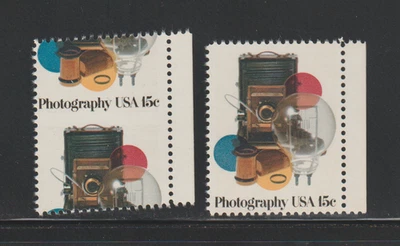 US EFO ERROR Stamps #1758 Photography, Camera: Huge Angled Misperf & Normal. MNH - Image 1 of 2