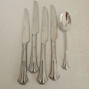 Reed & Barton Select Stainless 18/10 Cortland 1 Soup Spoon 7" & 4 Knives 9 5/8" - Imagen 1 de 7