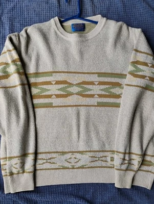 Pendleton High Grade Western Aztec Sweater (Large - Beige, Orange, Green) - Image 1 of 4