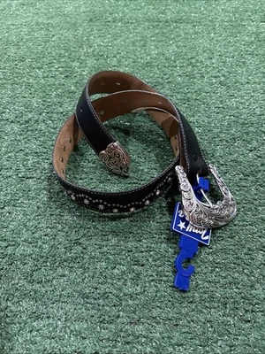 Новый с ценниками кожаный ремень Ony Lama KAITLYN CRYSTAL черный/серебристый размер 30 C50493 - Изображение 1 из 4