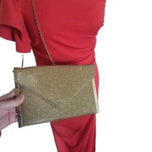 Sparkling Golden Small Shoulder Bag Non Glitter - Picture 1 of 4