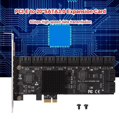 6/12/16/20 Ports SATA 6Gb to PCI Express Adapter Controller Expansion Card PCIe - Image 1 of 4