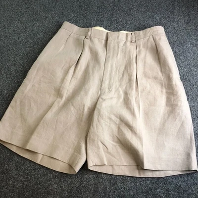 Мужские шорты Polo Ralph Lauren 34 бежевые желтовато-коричневые со складками высокая талия 90-е Y2K винтаж - Изображение 1 из 4