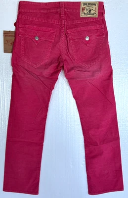 Pantalones rectos de pana True Religion Ricky, fucsia, talla W32/L34 nuevos con etiquetas $189 Foto 1 de 4