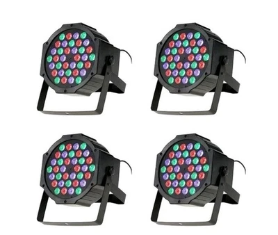 4x Faro Strobo 36 LED Proiettore Effetto Luci Discoteca RGB Sensore Sonoro Slim - Immagine 1 di 3