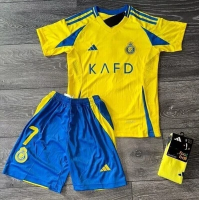 UMBRO Ronaldo #7 Al Nassr home away kid kit Set Size 2-13 Years - With Socks