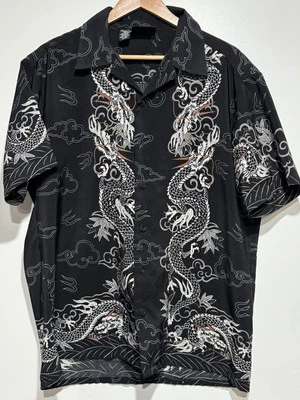 Camisa De Colección Kennington ROJA Dragón Para Hombres L Negra Blanca Llamas Hawaianas “ESTILO JNCO” Foto 1 de 4
