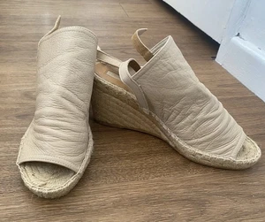 Cool Beige Topshop Espadrille Wedges Sz 5/38 - Picture 1 of 4