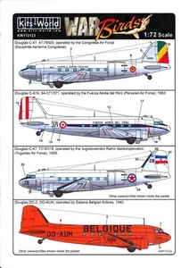 Kits World Decals 1/72 DOUGLAS C-47 DC-3 Military & Civilian Versions - Picture 1 of 4