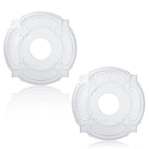 2 Pieces PU Ceiling Medallion Decorative Ceiling Fan Medallion Round Home Lig... - Picture 1 of 7