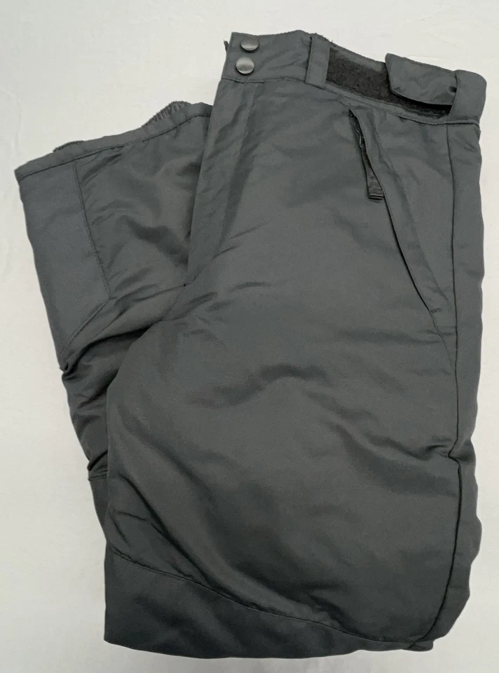 Youth Kids Snow Pants L 12/14 Black Zip Pockets Outdoor Snow Play School Travel - Image 1 of 4