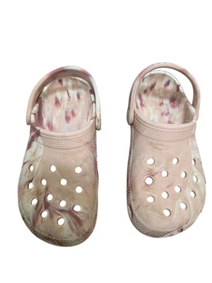 Босоножки Crocs для девочек классические сабо розовые бежевые галстук-краситель без шнуровки легкие водонепроницаемые - Изображение 1 из 4