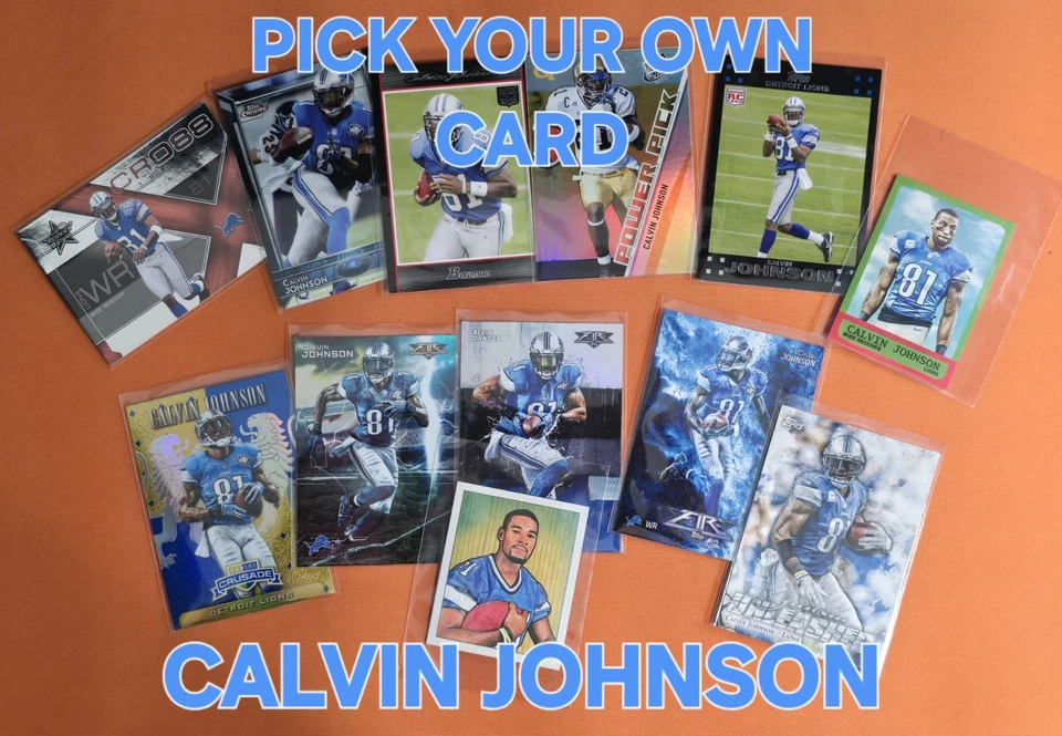 🔵🦁⚪️ PICK YOUR CALVIN JOHNSON CARD BASE, INSERTS, ROOKIES & MORE DETROIT LIONS - Image 1 of 1