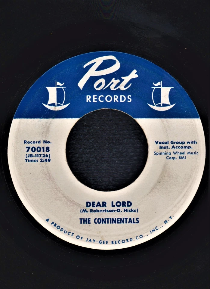 THE CONTINENTALS   DEAR LORD B/W FINE FINE FRAME    1956 DOO WOP 45 Foto 1 de 1
