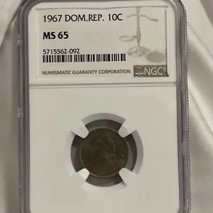 Dominican Republic 10 Centavos 1967 NGC MS 65 - Picture 1 of 5