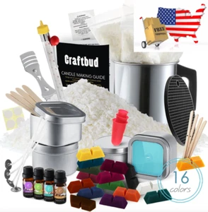 Candle Making Kit, Wicks, 16 Dyes, Melting Pot, Soy Wax Flakes, Tins, Fragrances - Picture 1 of 6
