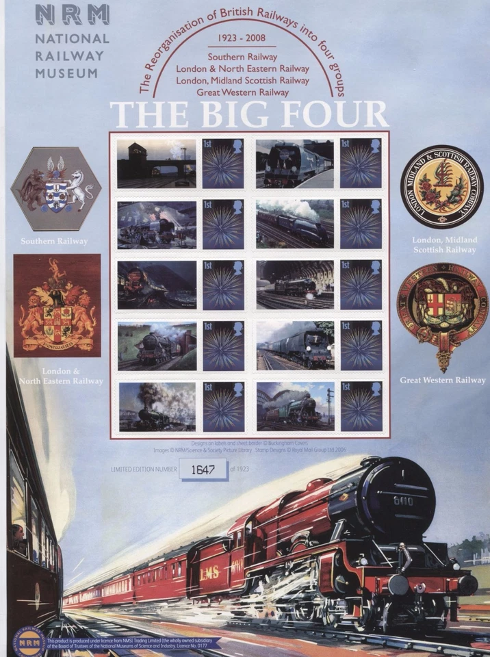 GREAT BRITAIN 2008, NATIONAL RAILWAY MUSEUM, SMILERS SHEET, MNH - Image 1 of 1