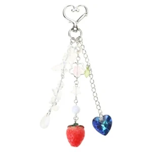 Cute Strawberry Star Heart Pendant Phone Strap Lanyard Y2K Pocket Keychain Strap - Photo 1/8