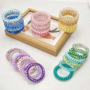 5pack Large thick STRONG Spiral Coil Telephone Elastics Hair Bobbles - Picture 1 of 17