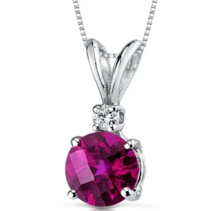 14 kt White Gold Round Cut 1.50 ct Ruby Pendant - Picture 1 of 4