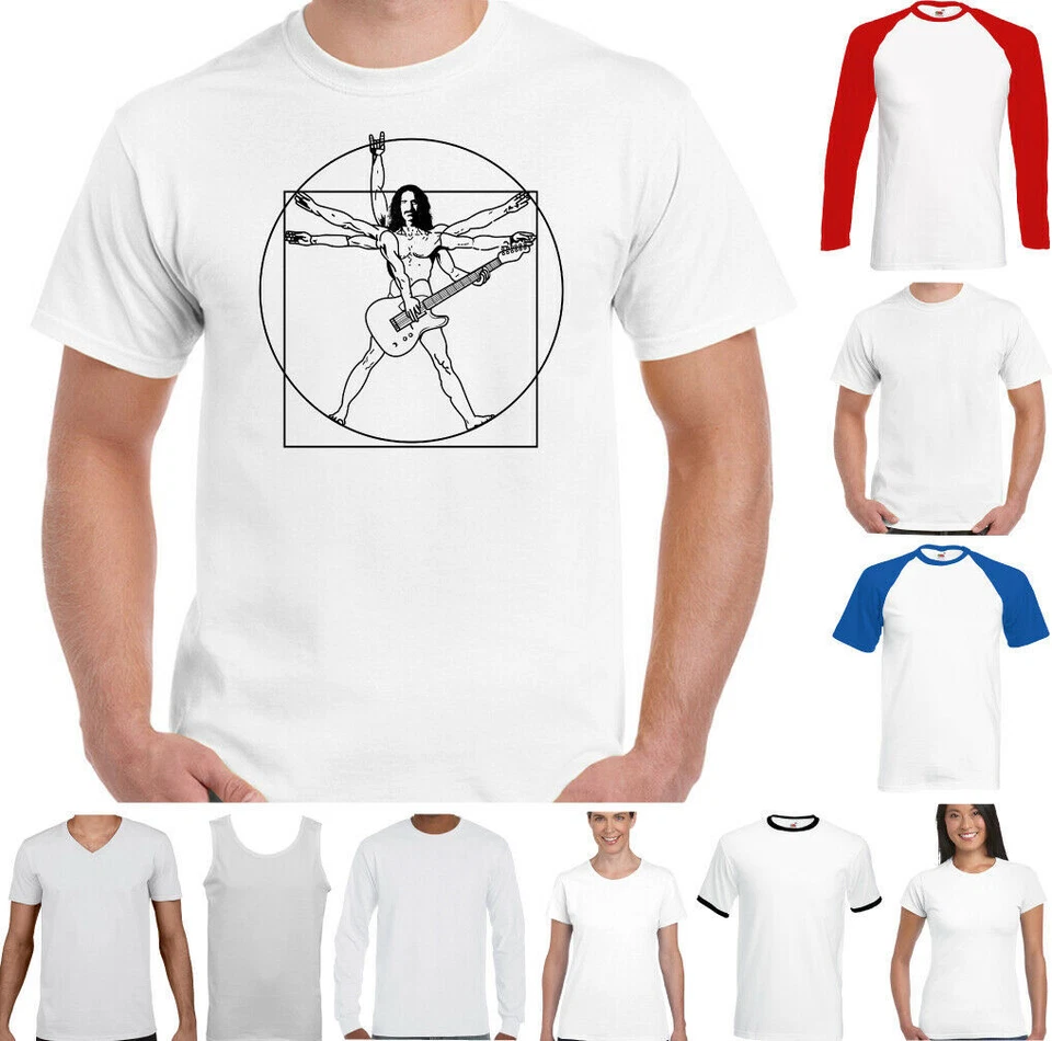 Frank Zappa T-Shirt Vitruvian Lustig Gitarre Rock Musik Elektro Band Top Unisex - Bild 1 von 1