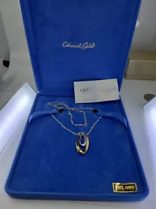 QVC Ethereal Gold 14K White & Yellow Gold Hoop Pendant with 20" Chain Necklace - Picture 1 of 12